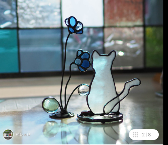 「長崎発！尾曲がり猫にゃん(黒猫)」ステンドグラス 4枚目の画像