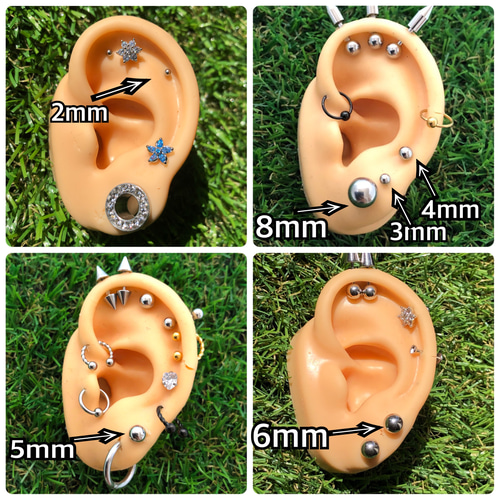 picollet 軟骨ピアス ラブレットスタッド 18金 14G 8mm 未使用