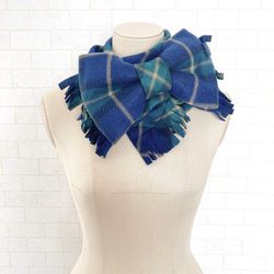 フリースビッグリボンマフラー（ブルーチェック） マフラー テンドレス