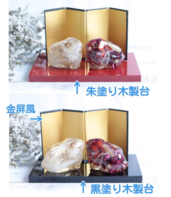 【１点のみ再販売・creema限定】「小花を閉じ込めて」もっちり手のり鏡餅＊固まるハーバリウム 20枚目の画像