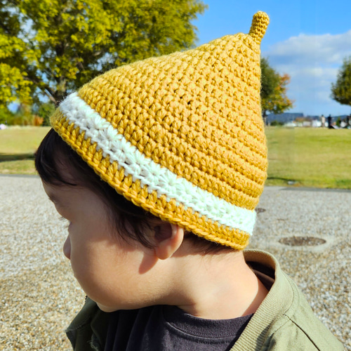 あったか手編みのとんがりニット帽【受注製作】 帽子(ベビー・キッズ