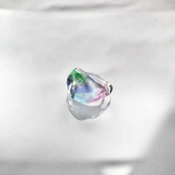 ［洞窟の鉱石］ -rainbow-ガラス リング clear glass ring 3枚目の画像