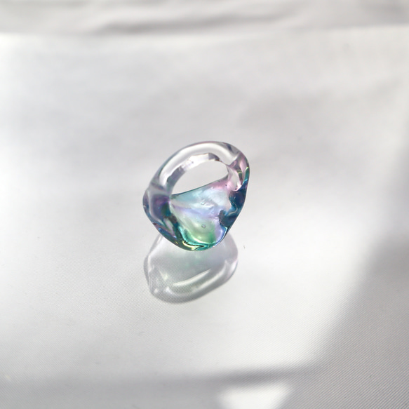 ［洞窟の鉱石］ -rainbow-ガラス リング clear glass ring 4枚目の画像