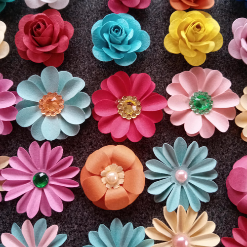 ペーパーフラワー詰め合わせ 20個 葉20個 クラフトパンチ 薔薇 花 立体