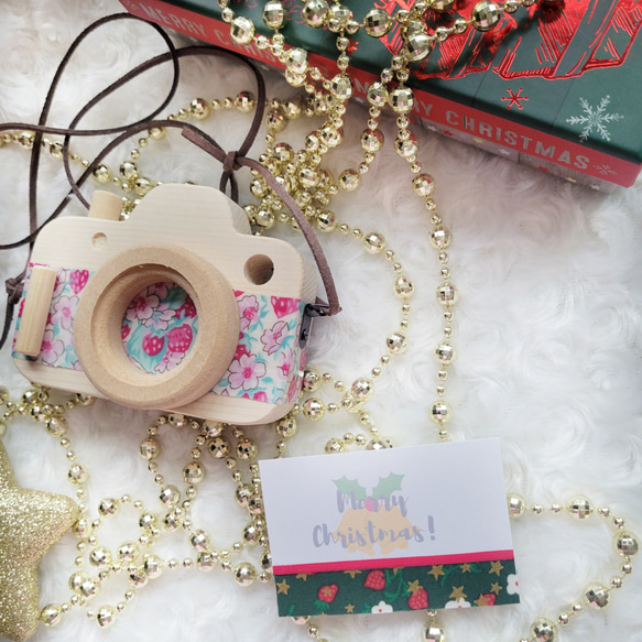 クリスマス無料ラッピング✨名入れ可能✨ボタンが押せる♪可愛い♪ もみの木カメラ アシュテッド  木のおもちゃ 出産祝い 3枚目の画像
