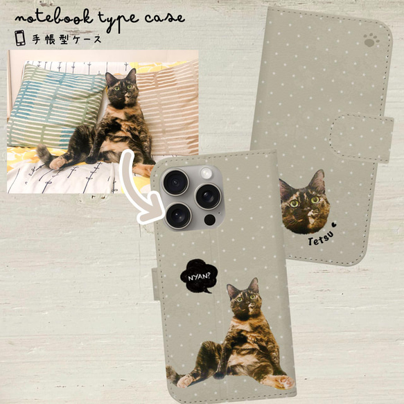 猫さん写真で作る手帳型スマホケース（iPhone／Android／iPad） 4枚目の画像