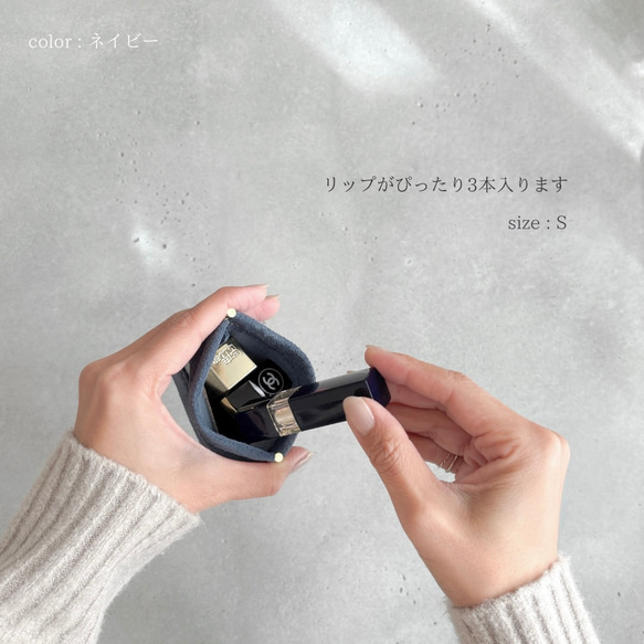 ″本革　スエード　クリアー　ポーチ″ オレンジ　Sサイズ　ピッグスエード　シンプル　小物入れ　秋　冬　クリスマス 12枚目の画像