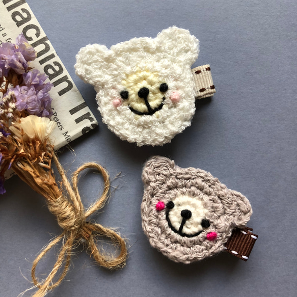 【ニコニコくまさん♪】ベビーヘアクリップ　キッズヘアクリップ ニコニコくまさん♪】ベビーヘアクリップキッズヘアクリップ