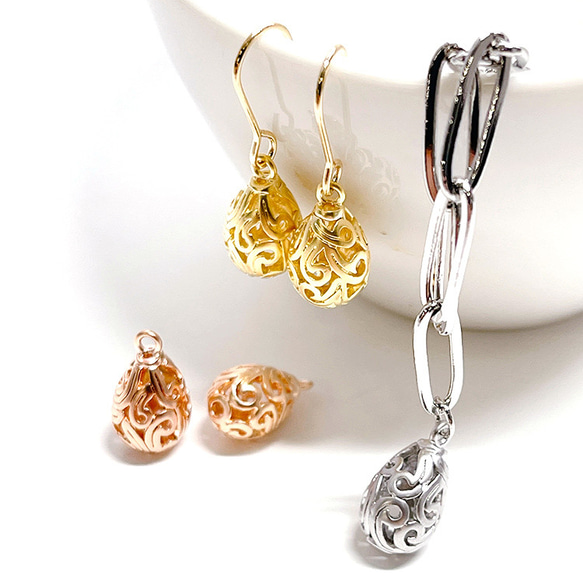 P3041 [2件裝] Petit Nouveau 立體鏤空霧面銀吊飾 NF 第7張的照片