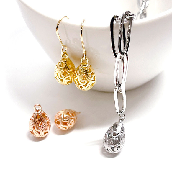 P3041 [2件裝] Petit Nouveau 立體鏤空霧面銀吊飾 NF 第6張的照片