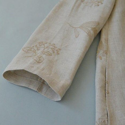 ★SALE★【XL】リネン100%総刺繡クルミ釦ポケット付きノーカラーシンプルなコート♪ 5枚目の画像