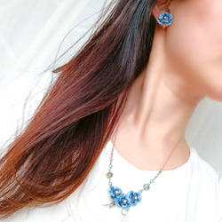 blue rose アンティークブルー のお花　【両耳】ピアス・イヤリング（直径20mm）＆ 【片耳】イヤーカフ 12枚目の画像