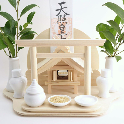 神棚《おおやしろ》神具7点セット 置き専用 極小 神棚 モダン