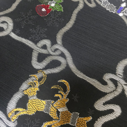 京都　西陣織　クリスマス　帯　正絹　ダークグレー 8枚目の画像
