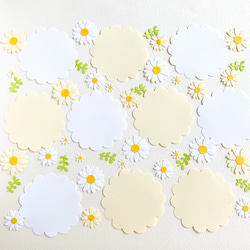 クラフトパンチのカード(5.7cm)とお花のセット〜デイジー 寄せ書き