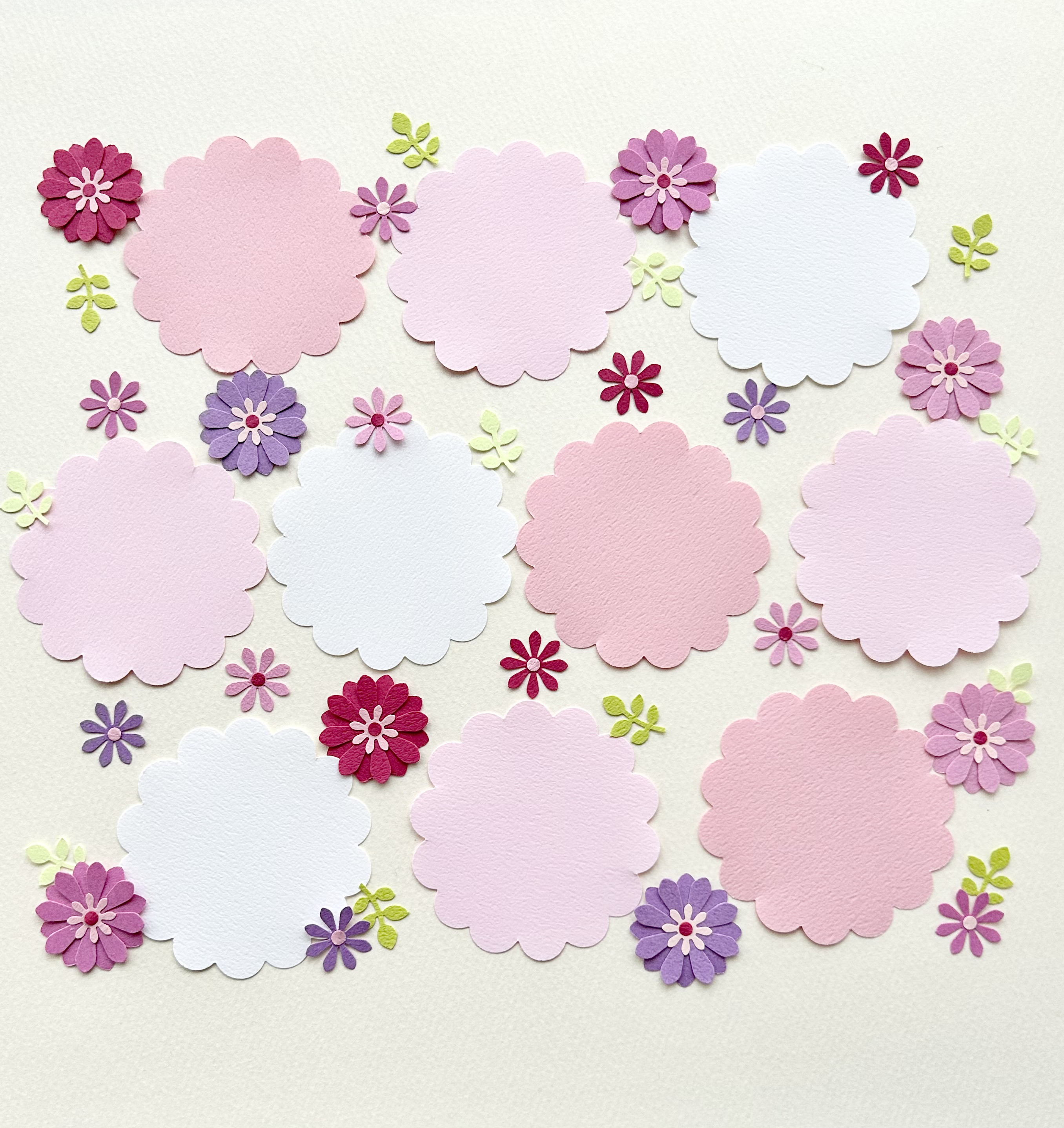 クラフトパンチのカード(5.7cm)とお花のセット〜ピンク 寄せ書き 入園 ...