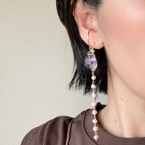 Ametrine / One side ピアス（フック・チェーン） Campbell 通販