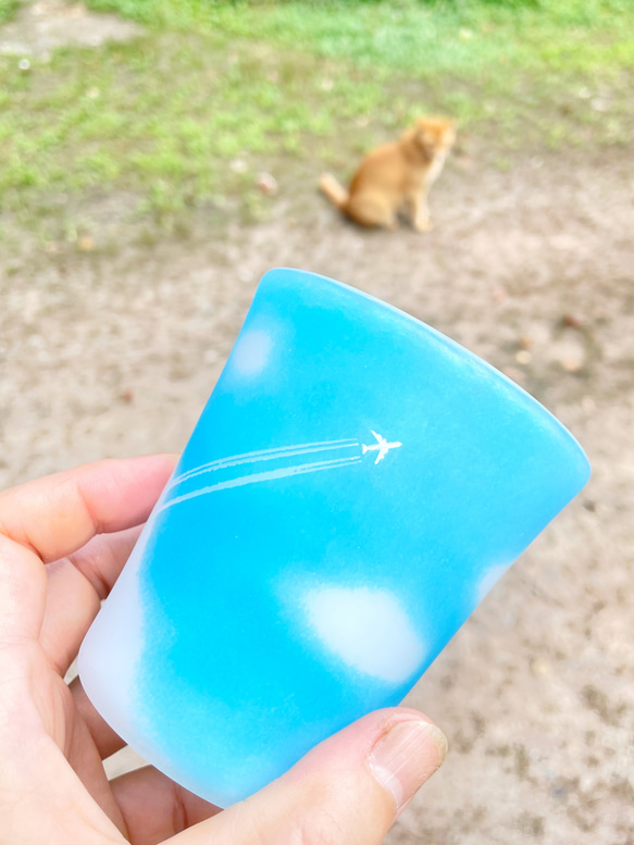 ひこうき雲グラス  ＊受注制作 1枚目の画像