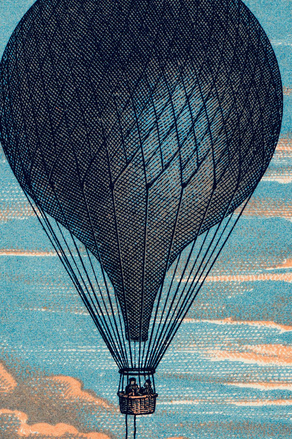 【NO.277】青色の気球と夕日ヴィンテージイラストポスター☆レトロノスタルジー個性的スタイリッシュモダンアートA3A2 3枚目の画像