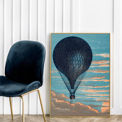 【NO.277】青色の気球と夕日ヴィンテージイラストポスター☆レトロノスタルジー個性的スタイリッシュモダンアートA3A2 9枚目の画像
