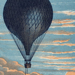 【NO.277】青色の気球と夕日ヴィンテージイラストポスター☆レトロノスタルジー個性的スタイリッシュモダンアートA3A2 2枚目の画像