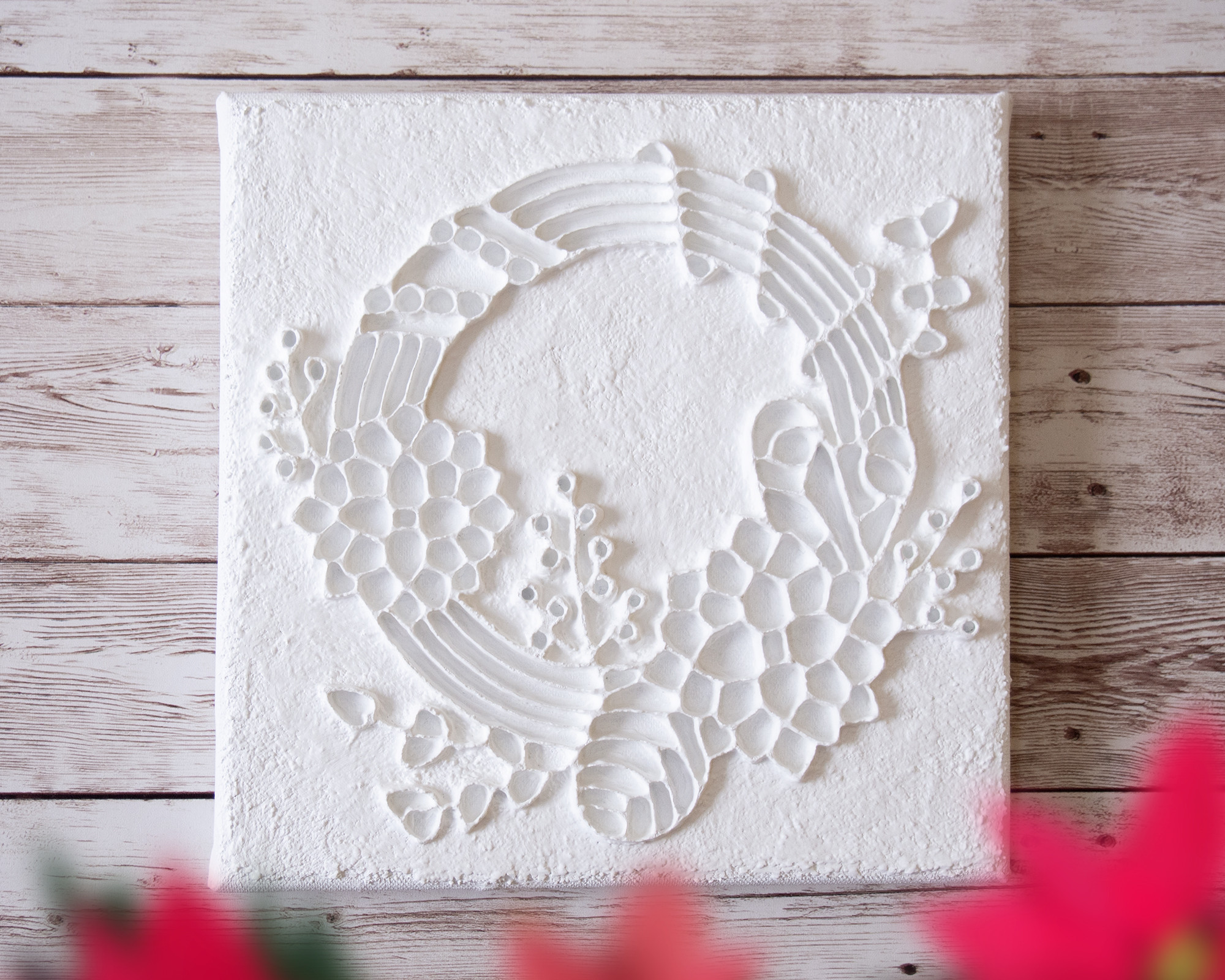 [送料無料]「フラワーリース」＊Canvas sculpture＊