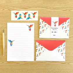 ハチドリのレターセット（シール付）洋2封筒 A5便箋 手紙 お礼状 ファンレター 動物 鳥 おしゃれ 可愛い 2枚目の画像