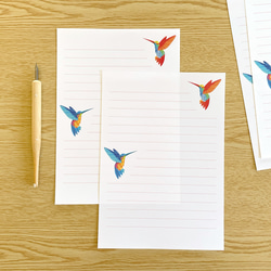 ハチドリのレターセット（シール付）洋2封筒 A5便箋 手紙 お礼状 ファンレター 動物 鳥 おしゃれ 可愛い 3枚目の画像