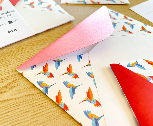ハチドリのレターセット（シール付）洋2封筒 A5便箋 手紙 お礼状 ファンレター 動物 鳥 おしゃれ 可愛い 6枚目の画像
