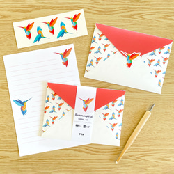 ハチドリのレターセット（シール付）洋2封筒 A5便箋 手紙 お礼状 ファンレター 動物 鳥 おしゃれ 可愛い 9枚目の画像