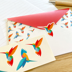 ハチドリのレターセット（シール付）洋2封筒 A5便箋 手紙 お礼状 ファンレター 動物 鳥 おしゃれ 可愛い 8枚目の画像