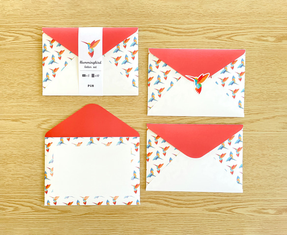 ハチドリのレターセット（シール付）洋2封筒 A5便箋 手紙 お礼状 ファンレター 動物 鳥 おしゃれ 可愛い 5枚目の画像