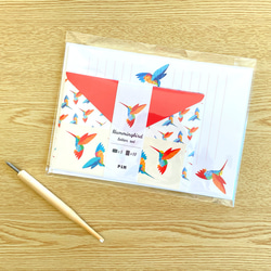 ハチドリのレターセット（シール付）洋2封筒 A5便箋 手紙 お礼状 ファンレター 動物 鳥 おしゃれ 可愛い 10枚目の画像