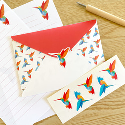 ハチドリのレターセット（シール付）洋2封筒 A5便箋 手紙 お礼状 ファンレター 動物 鳥 おしゃれ 可愛い 7枚目の画像