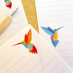 ハチドリのレターセット（シール付）洋2封筒 A5便箋 手紙 お礼状 ファンレター 動物 鳥 おしゃれ 可愛い 4枚目の画像