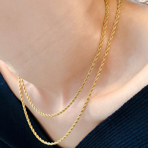 高見え♡つけっぱなしOK /ツイストチェーンネックレス2㎜/316L/18K