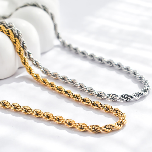 高見え♡つけっぱなしOK /ツイストチェーンネックレス2㎜/316L/18K