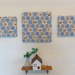 森と鳥たちのファブリックパネル 横長 その他インテリア雑貨 K&K