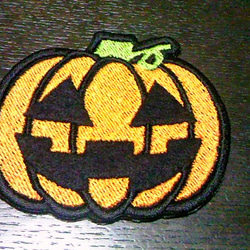 笑うかぼちゃ刺繍ワッペンL/ハロウィン秋/選べるサイズ 3枚目の画像