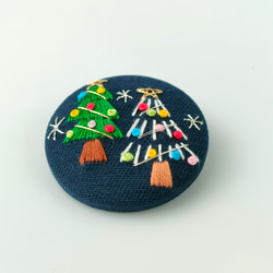 【受注製作】キラキラクリスマスツリー刺繍ブローチor刺繍ヘアゴム 4枚目の画像