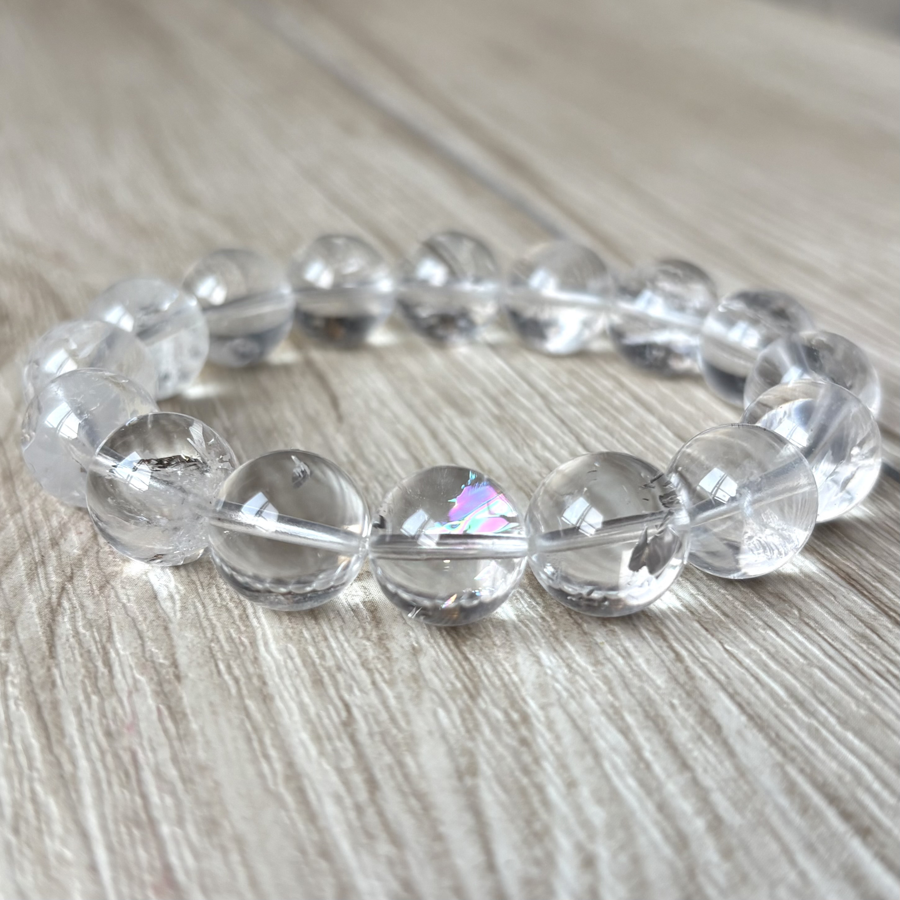 幸福に導く七色の虹/純天然クラックアイリスクォーツ/天然石 ストーン ブレスレット