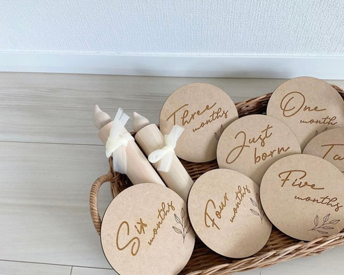 送料込】木のマンスリーカード 月齢カード リーフタイプ 木製 雑貨