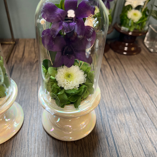 デンファレ パープル 紫 プリザーブドフラワー 供花 仏花 花器の色が