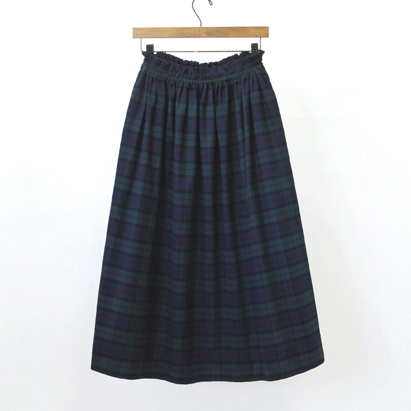 【即納】タータンチェック ロングスカート（ブラックウォッチ）起毛 グリーン チェック