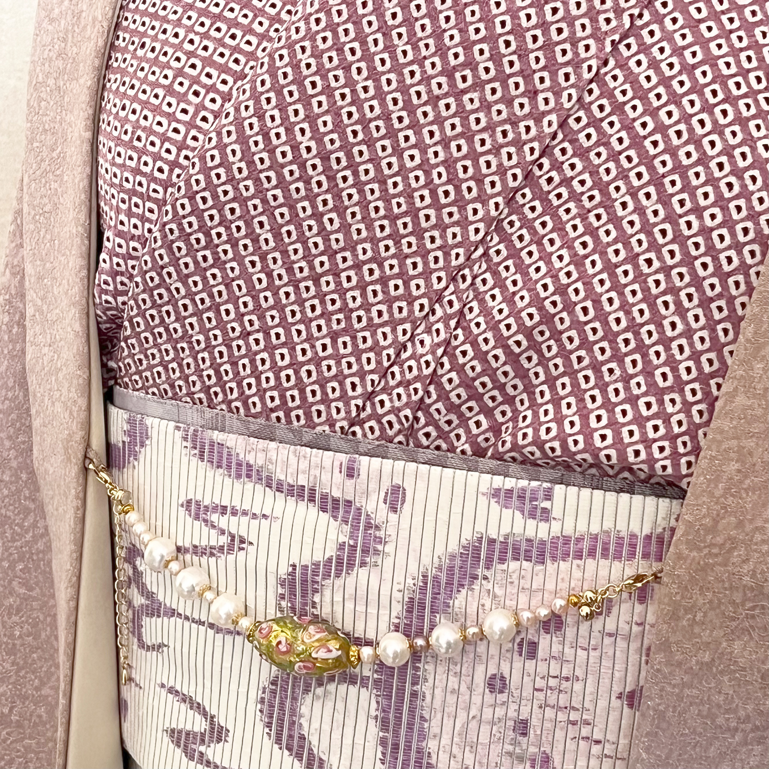 【2way】ヴェネチア製アンティークビーズと淡水パールの羽織り紐/ブレスレット✤専用BOX付き