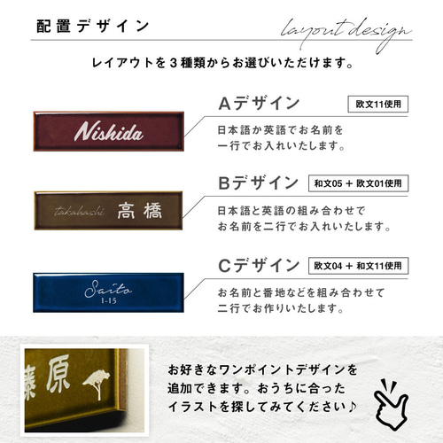 送料無料】表札 タイル 227 × 60 mm オーダーメイド 磁器タイル