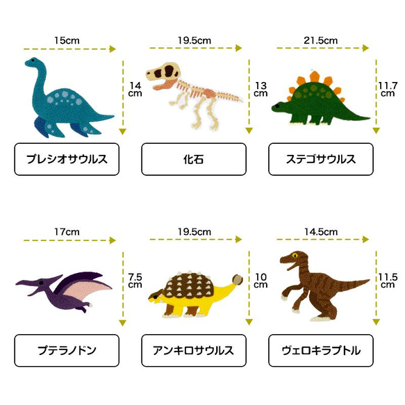 とても 大きい 恐竜 もこもこ ワッペン 5枚 セット 日本製 子供 トレーナー タオル バッグ アイロン 接着 大人 3枚目の画像