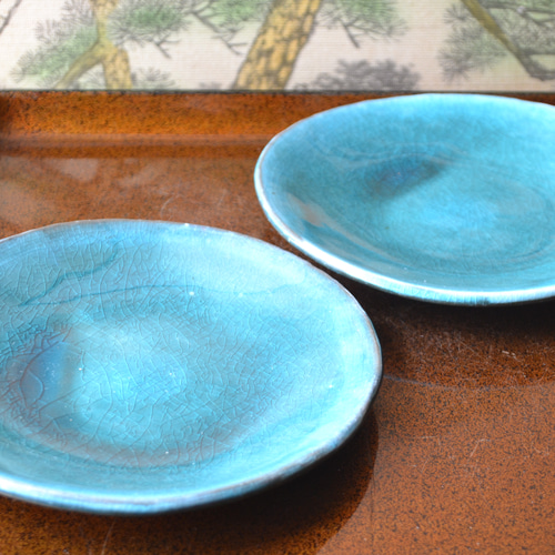 再入荷！】小皿2枚セット ターコイズ ＊小皿 お皿 ☆萩焼 陶器