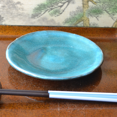 【レトロ】ターコイズブルーの角小皿2枚セット 再入荷！】小皿2枚セット ターコイズブルー ＊小皿 お皿 ☆萩焼