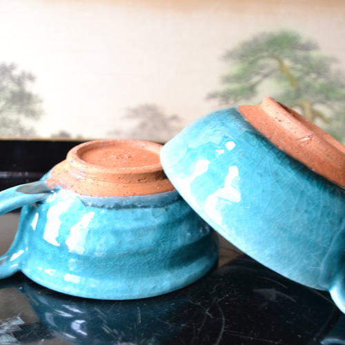 再入荷！】 スープカップ2個セット（ターコイズ） ＊小鉢 スープ皿